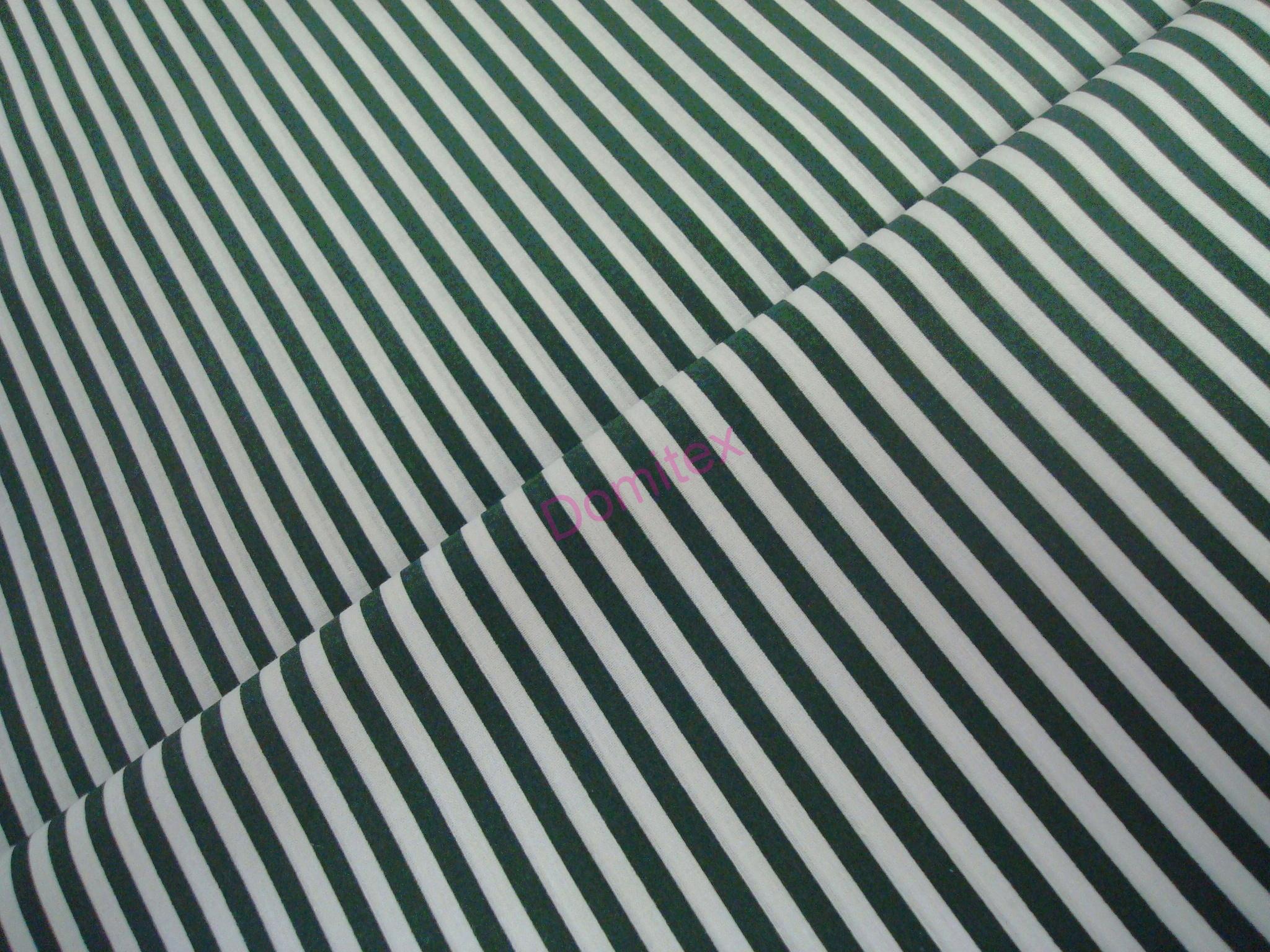 Bavlnená látka tmavo zelená pásiková 6 mm