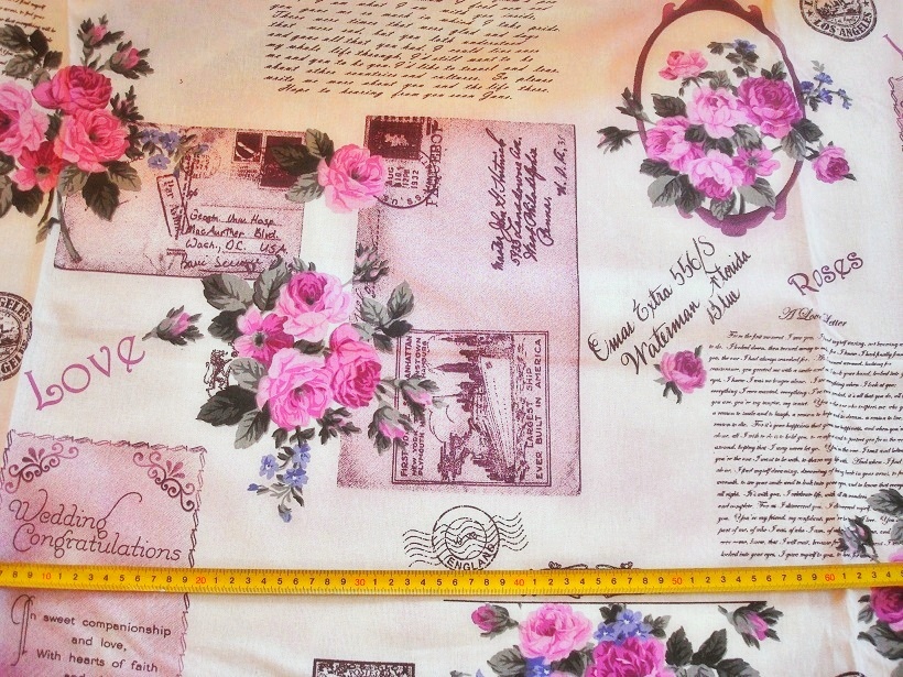 Bavlnená látka ružové písanie, šírka 220 cm