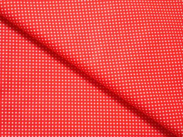 Bavlnená látka červená bodka 2 mm